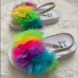 ❌sold❌Rainbow Faux Fur Sandals